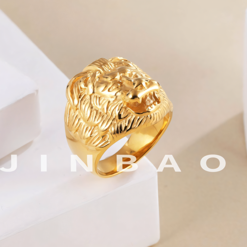 Stainless Steel Roaring Lion Men's Ring | Vintage Style Unique Animal Jewelry | DZ834