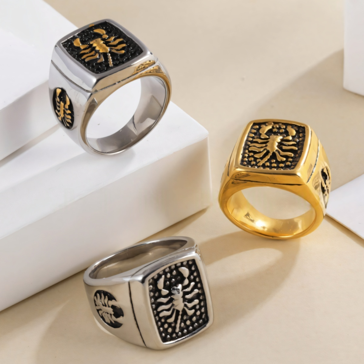 Vintage stainless steel scorpion men's ring | DZ164