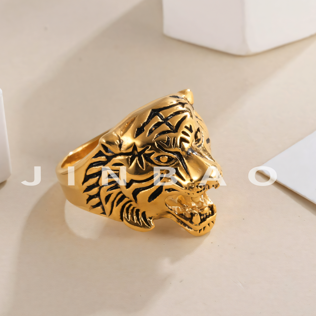 Stainless Steel Tiger Ring for Men Vintage Wild Style Animal Jewelry | DZ66