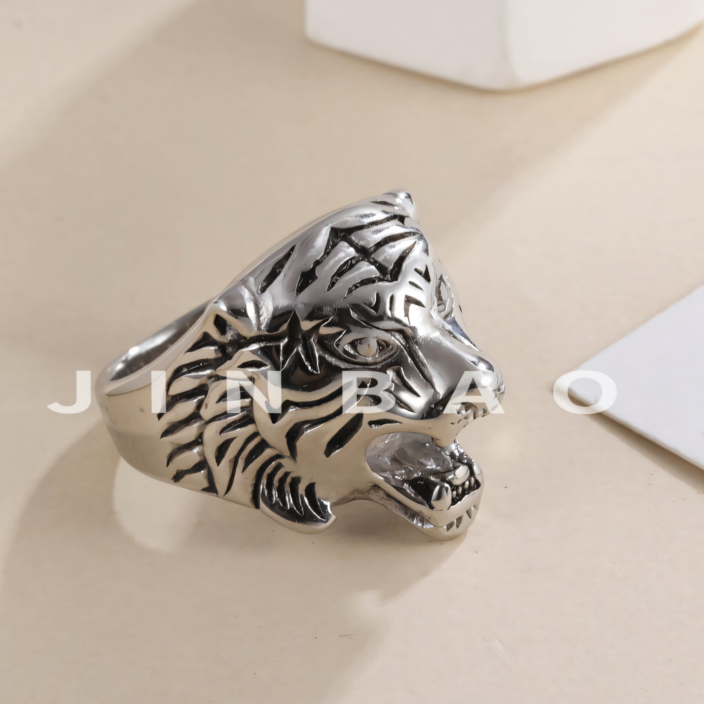 Stainless Steel Tiger Ring for Men Vintage Wild Style Animal Jewelry | DZ66