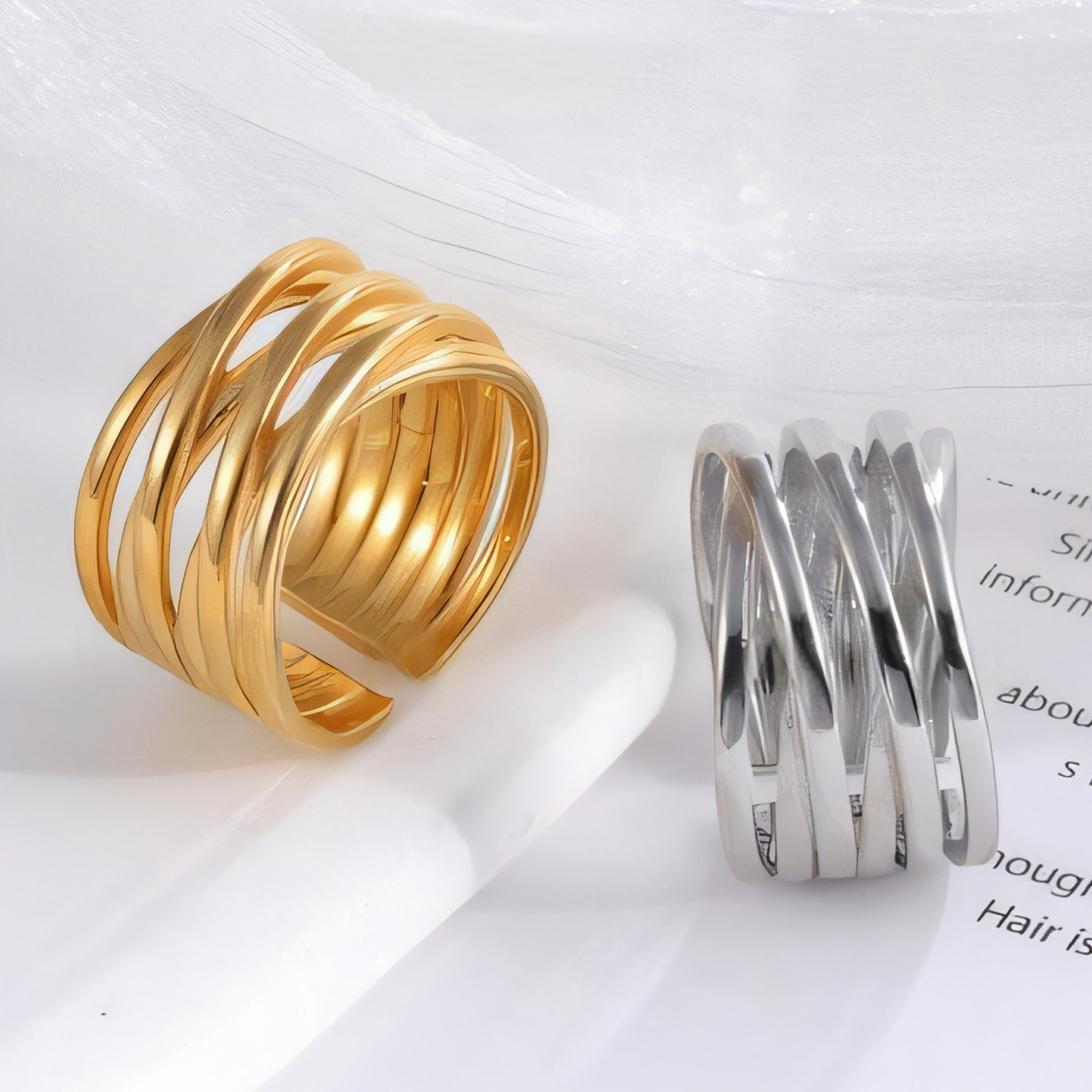 Multi-ring retro stacked design stainless steel women's ring | G00716