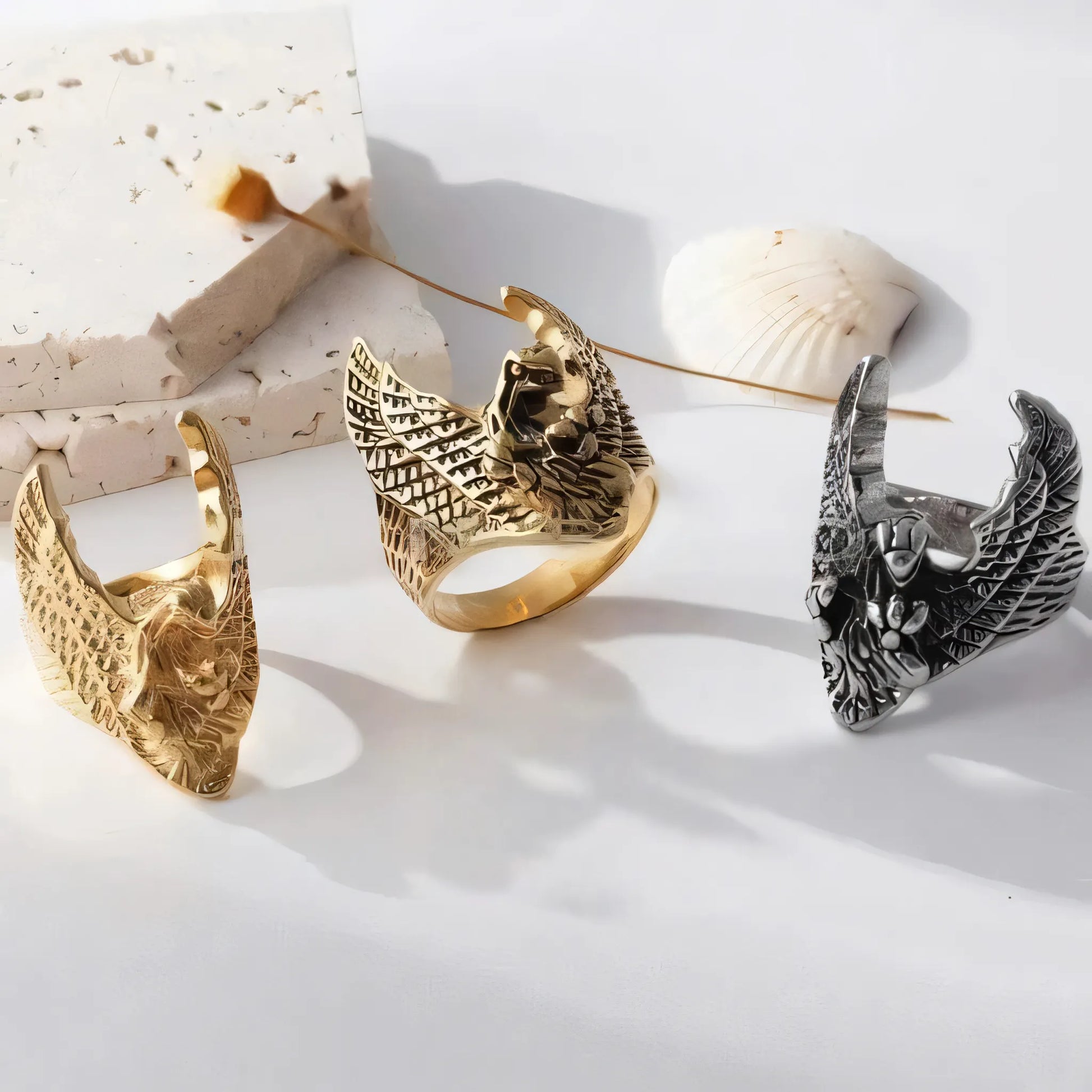 Vintage Eagle Design Ring Stainless Steel Golden and Silver Style for Men | DZ1249