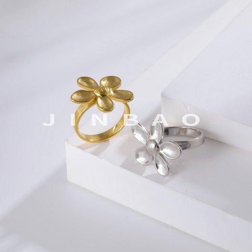 Vintage Floral Stainless Steel Ring Elegant Flower Jewelry for Women | G03655