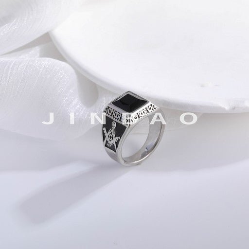 Vintage Gemstone Inlaid Stainless Steel Ring Men's Ring | BL427