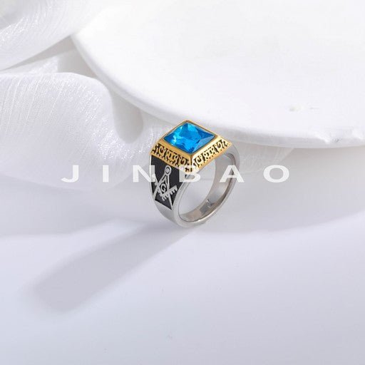 Vintage Gemstone Inlaid Stainless Steel Ring Men's Ring | BL427