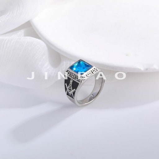 Vintage Gemstone Inlaid Stainless Steel Ring Men's Ring | BL427