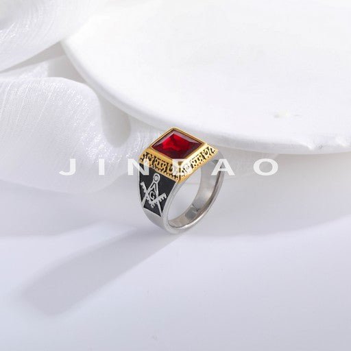 Vintage Gemstone Inlaid Stainless Steel Ring Men's Ring | BL427