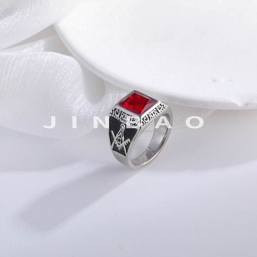 Vintage Gemstone Inlaid Stainless Steel Ring Men's Ring | BL427
