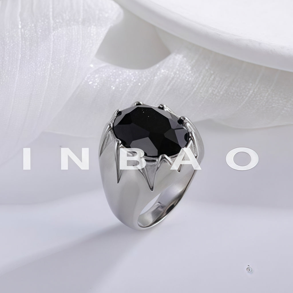 Vintage Gemstone Ring with Gemstone Inlay Stainless Steel Design for Men | K002239