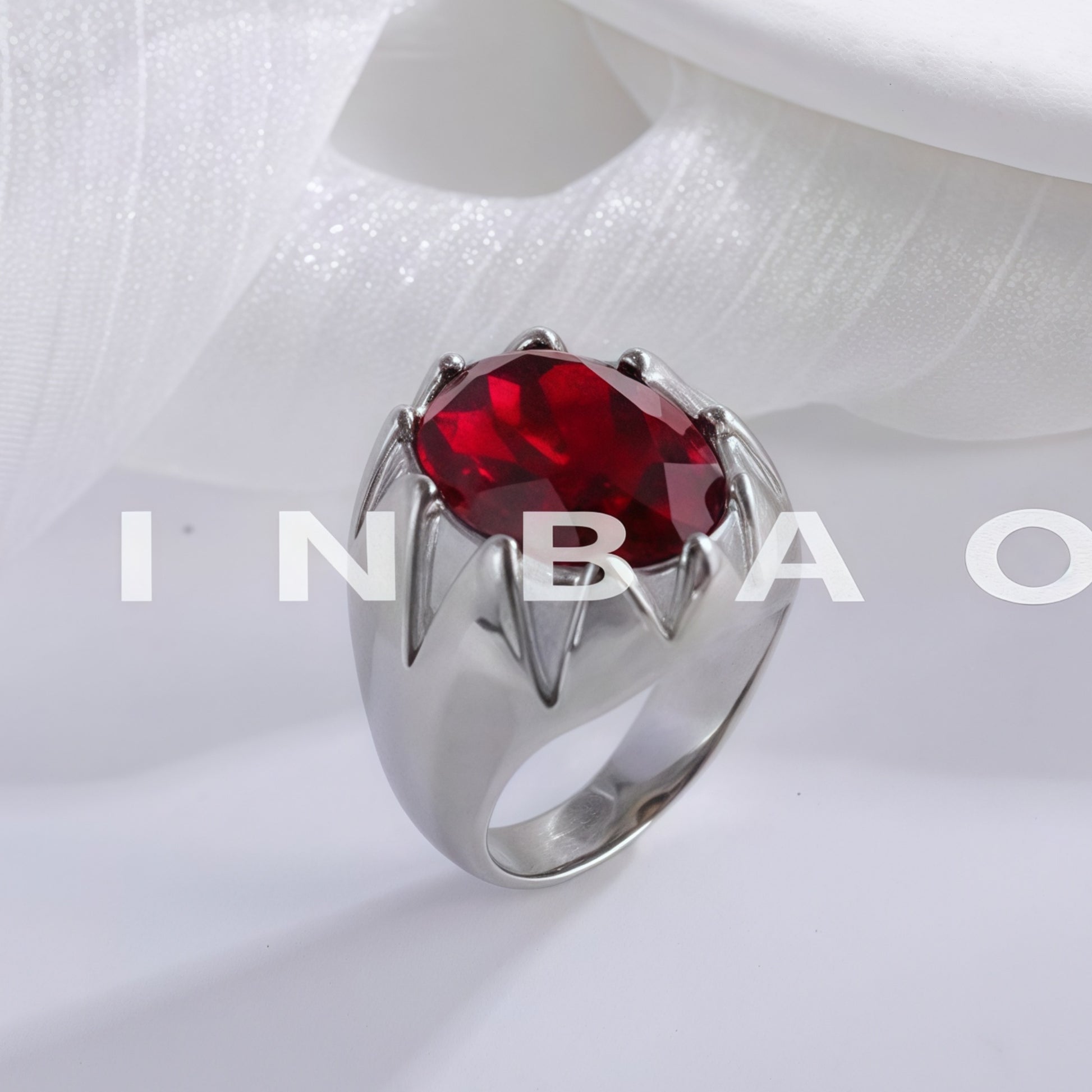 Vintage Gemstone Ring with Gemstone Inlay Stainless Steel Design for Men | K002239