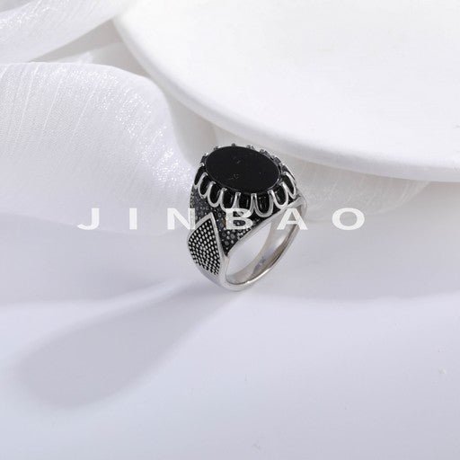 Vintage Gemstone Stainless Steel Ring Men's Classic Fashion Band | YYBL-80