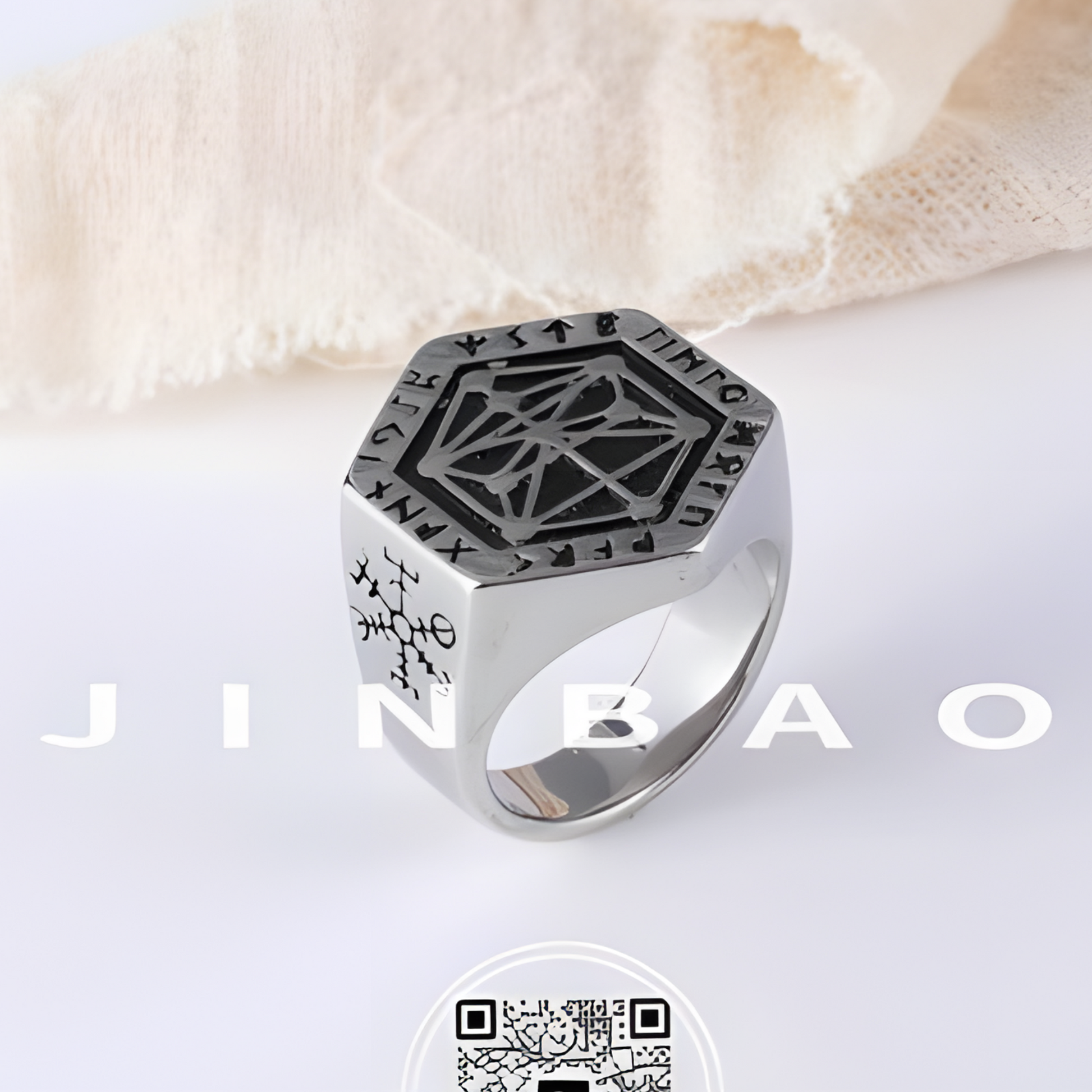 Vintage Geometric Symbol Stainless Steel Ring Men's Fashion Unique Band | G003791