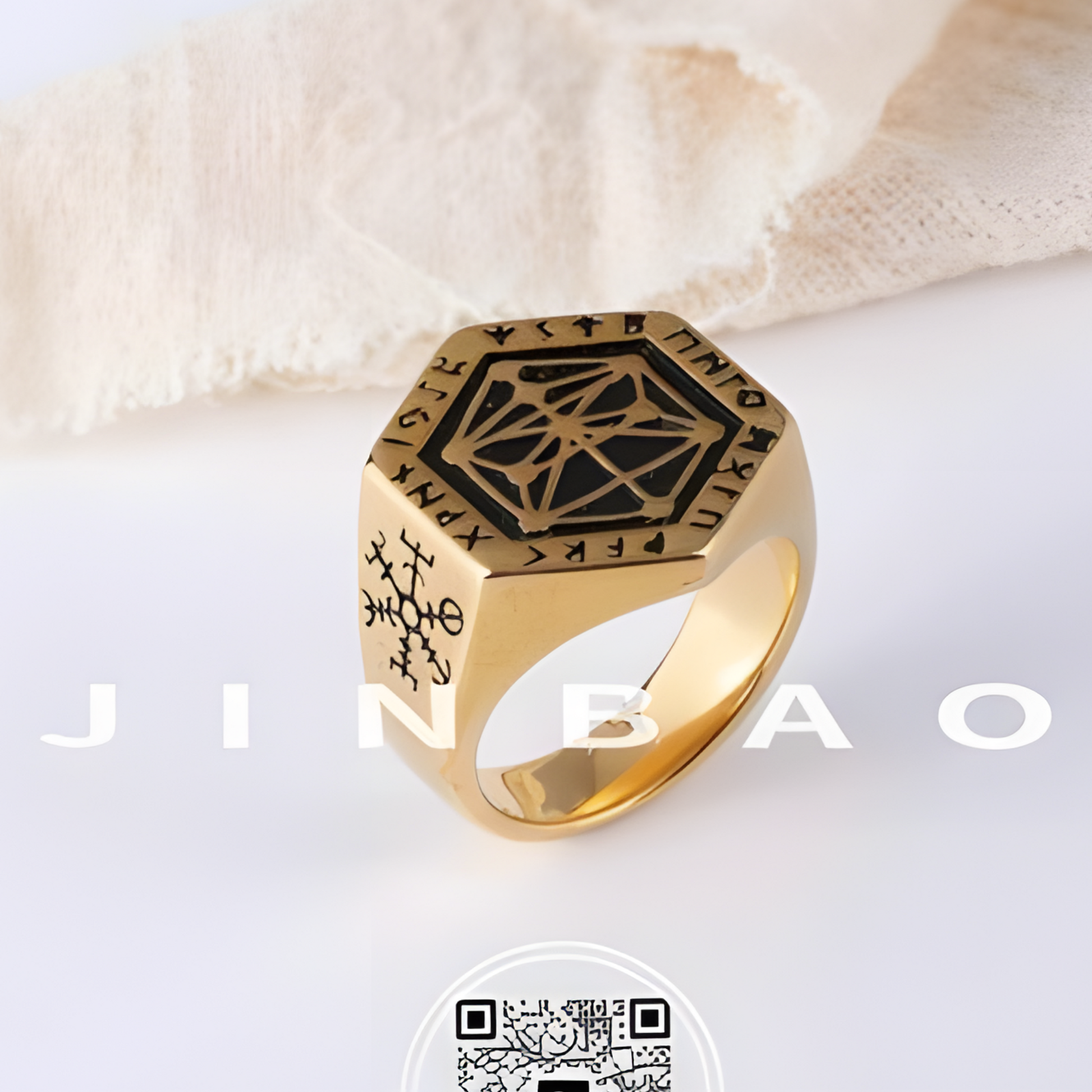 Vintage Geometric Symbol Stainless Steel Ring Men's Fashion Unique Band | G003791