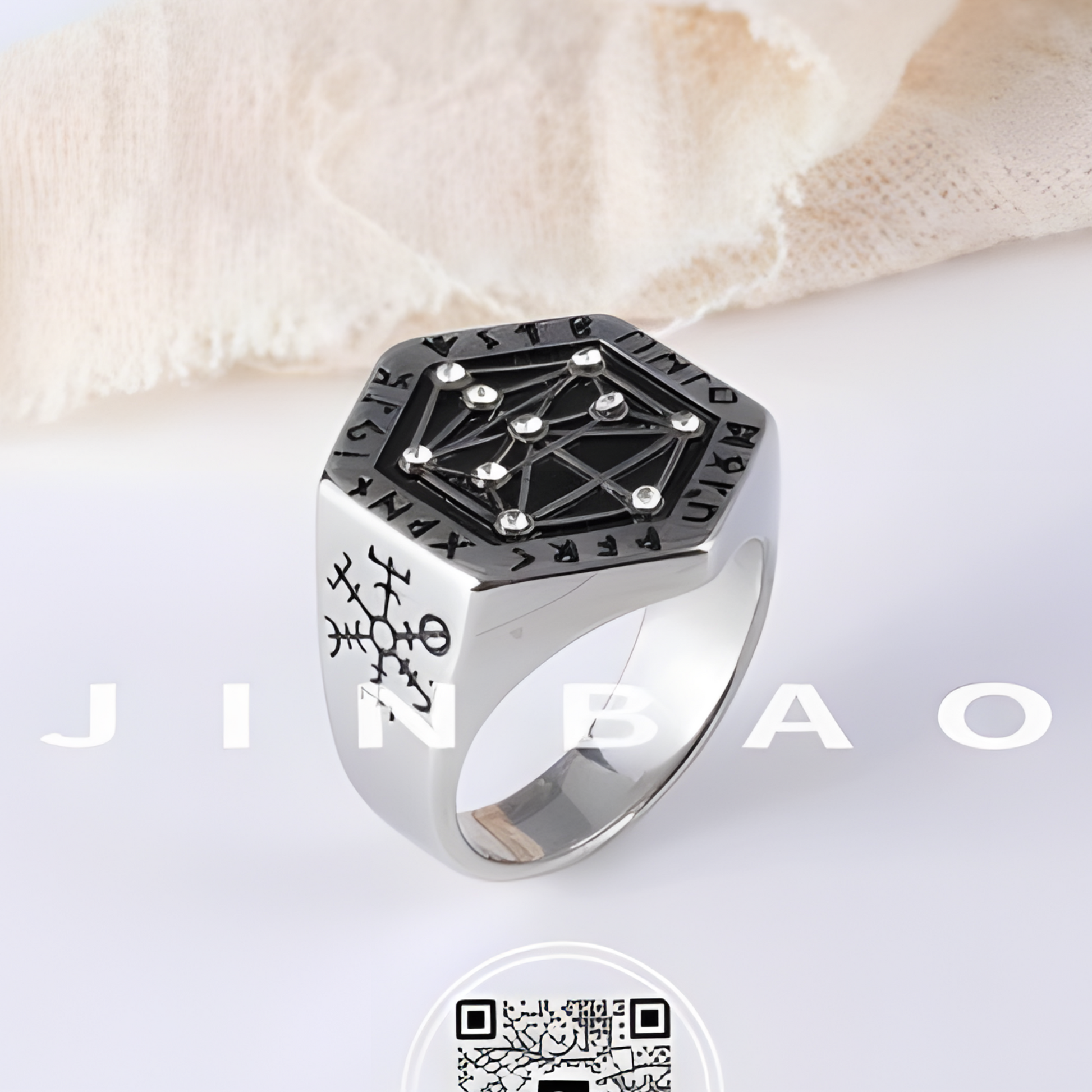 Vintage Geometric Symbol Stainless Steel Ring Men's Fashion Unique Band | G003791