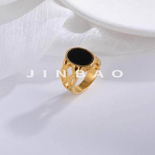 Vintage Hollow Oval Stainless Steel Ring for Men | K002667