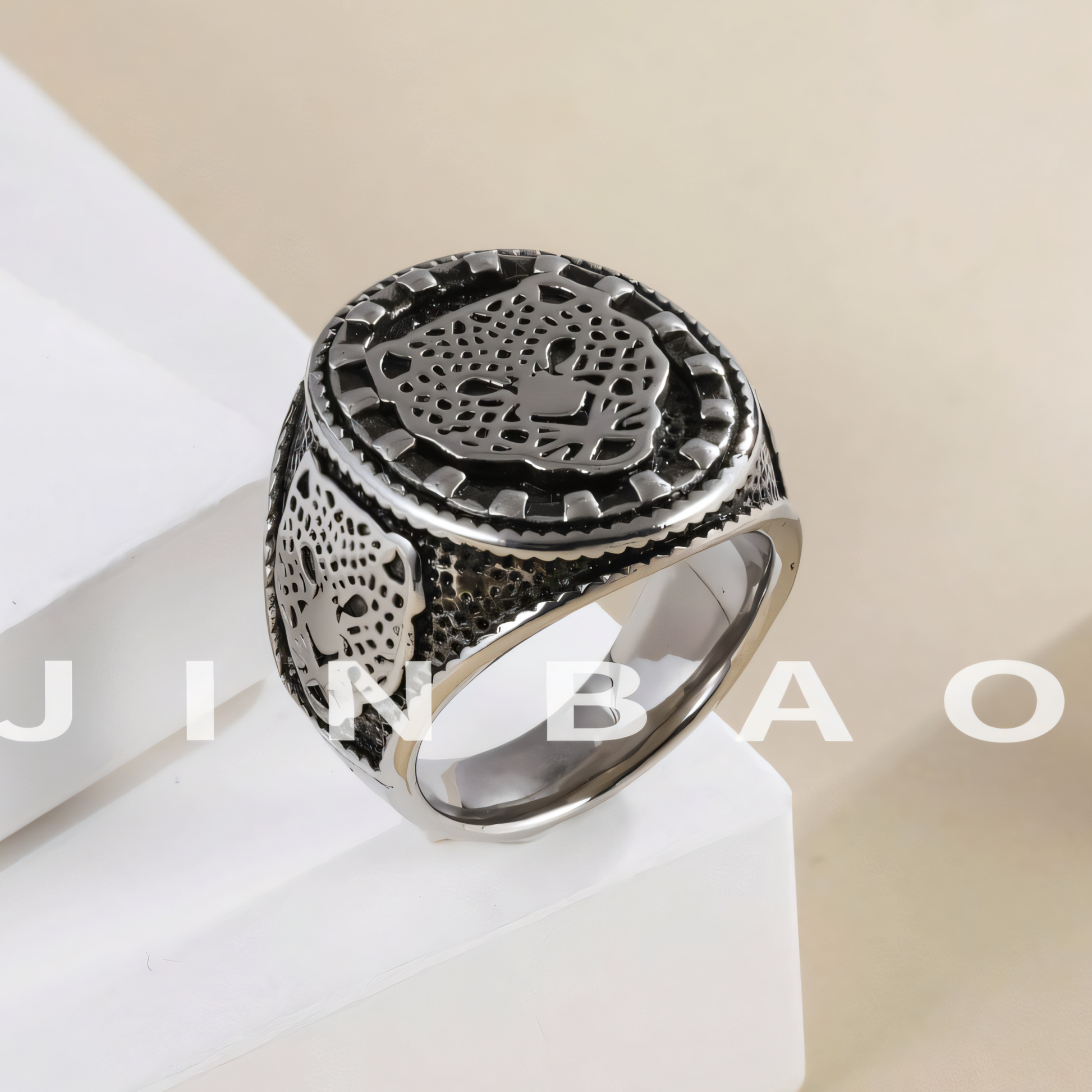 Vintage panther head men's stainless steel ring | G001132
