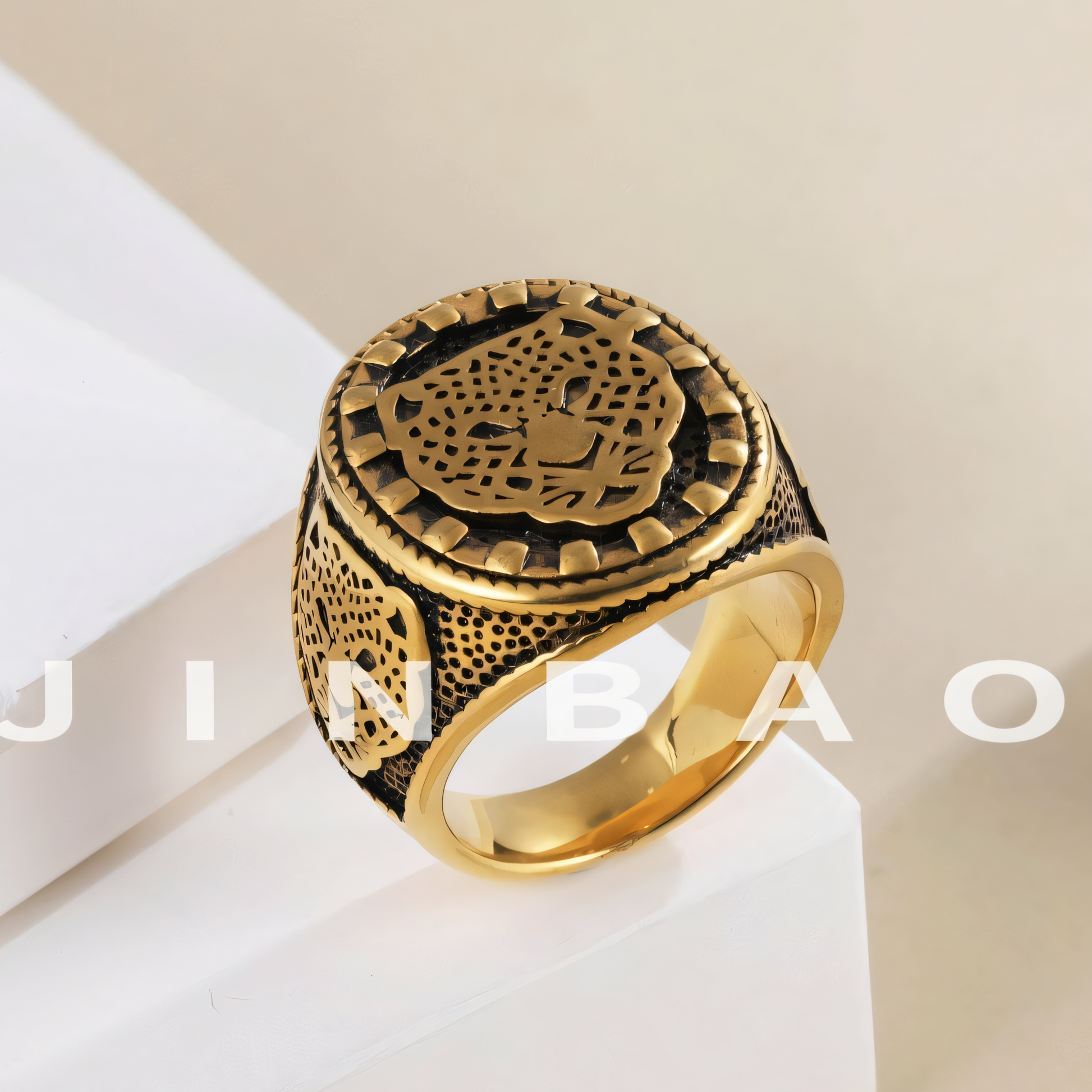 Vintage panther head men's stainless steel ring | G001132
