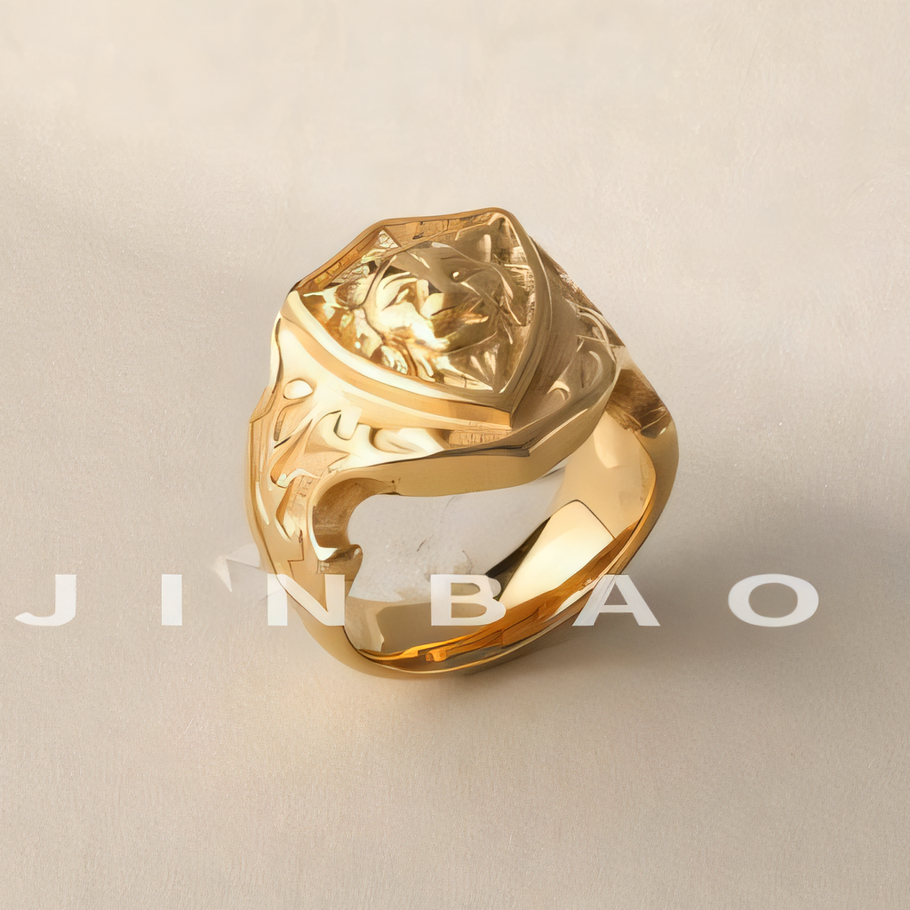 Vintage Lion Design Ring Men's Two-Tone Gold & Silver Stainless Steel Ring | G001055