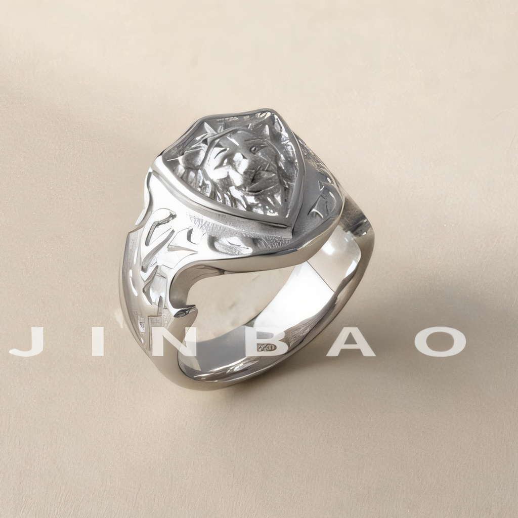 Vintage Lion Design Ring Men's Two-Tone Gold & Silver Stainless Steel Ring | G001055