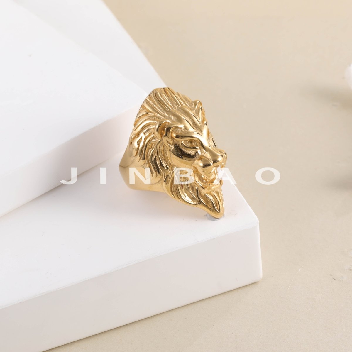 Vintage Lion Head Stainless Steel Ring with Red Eyes Unique Design | DZ350