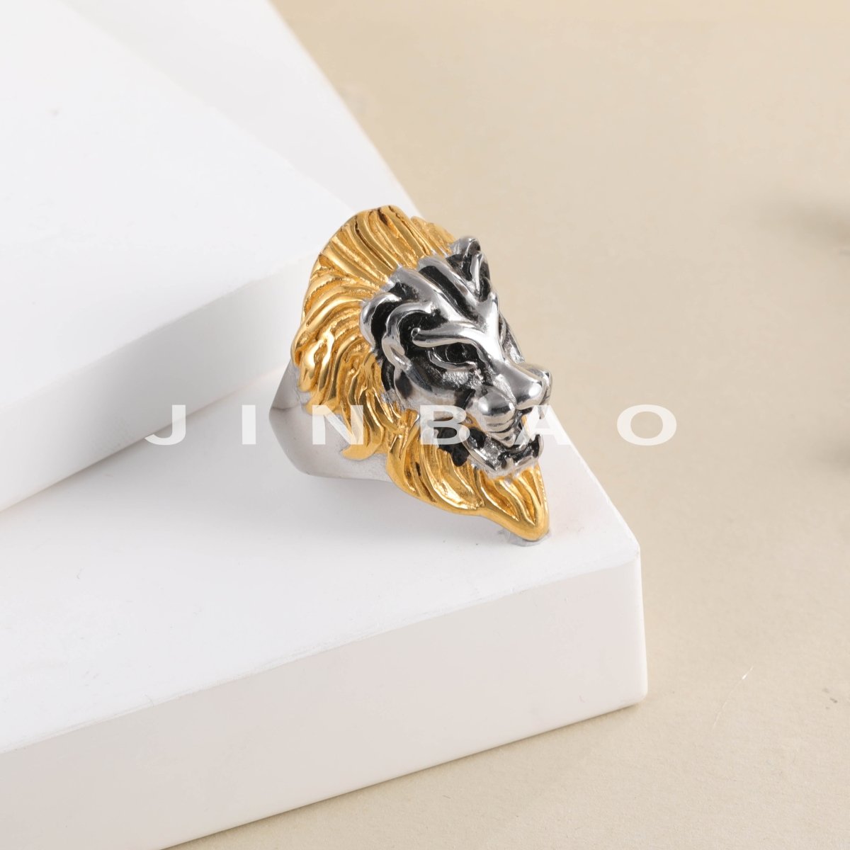 Vintage Lion Head Stainless Steel Ring with Red Eyes Unique Design | DZ350