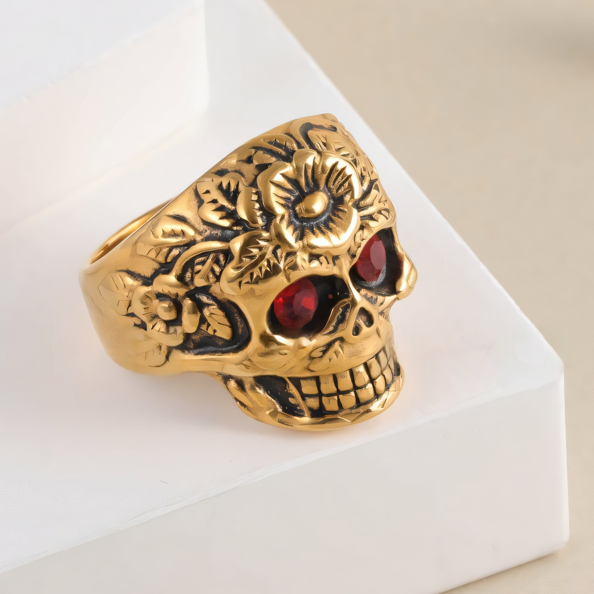 Vintage Skull Pattern Stainless Steel Ring Trendy Punk Style Accessory | LIUDZ-64