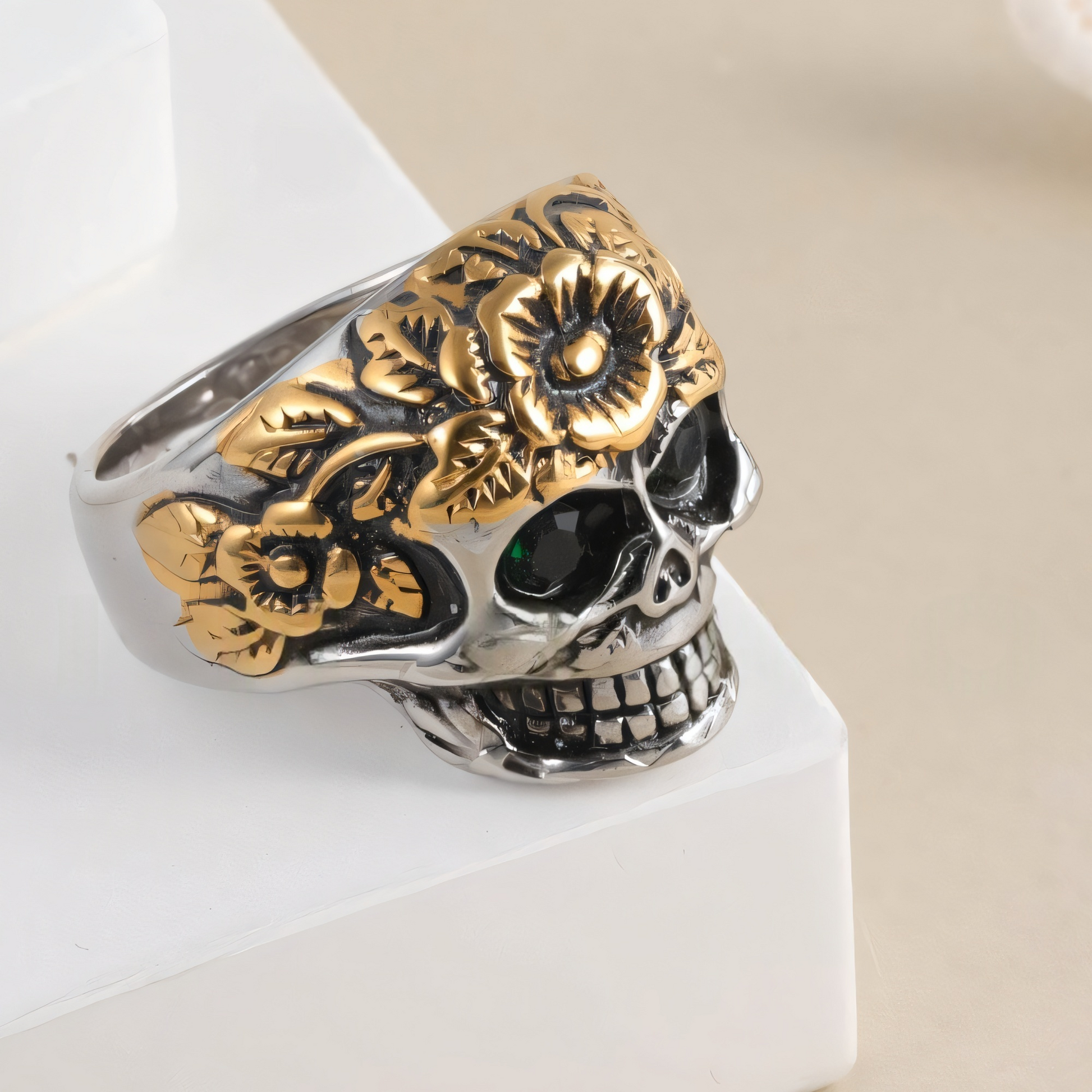 Vintage Skull Pattern Stainless Steel Ring Trendy Punk Style Accessory | LIUDZ-64