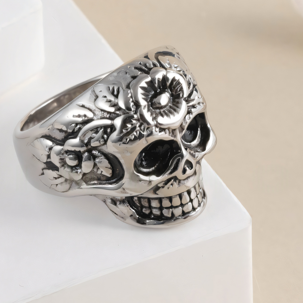 Vintage Skull Pattern Stainless Steel Ring Trendy Punk Style Accessory | LIUDZ-64