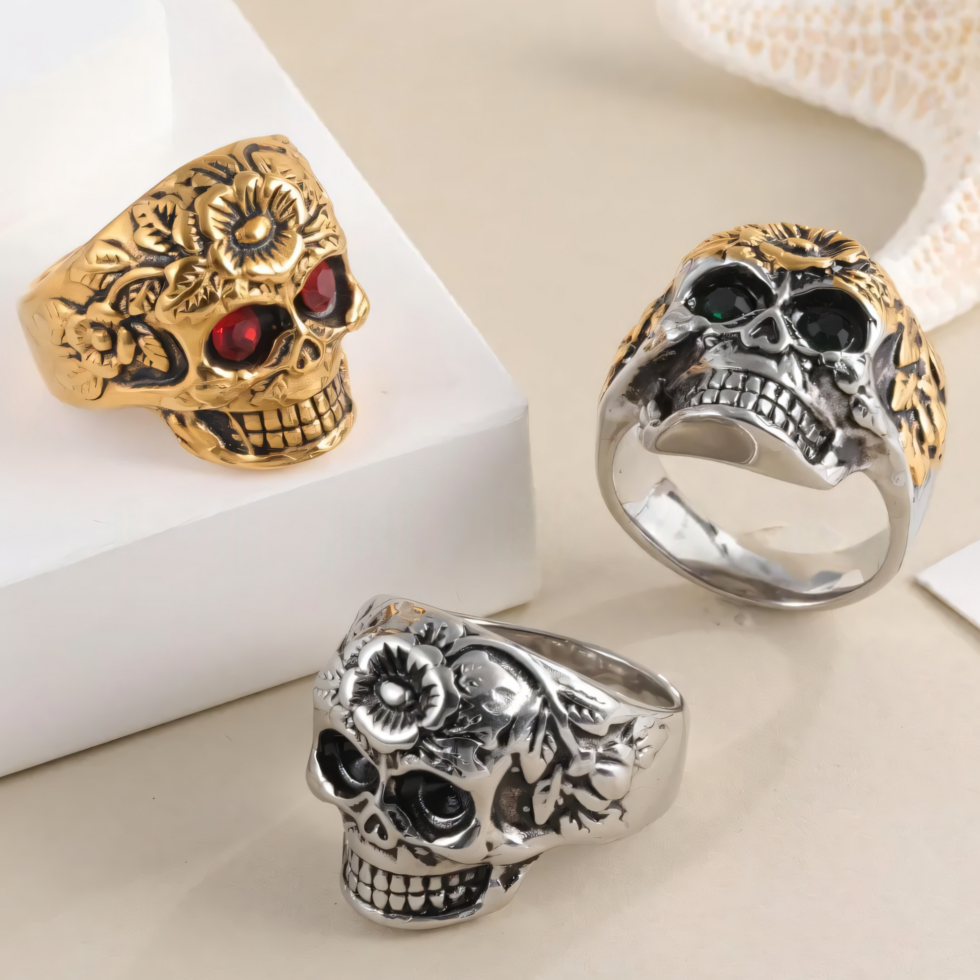 Vintage Skull Pattern Stainless Steel Ring Trendy Punk Style Accessory | LIUDZ-64