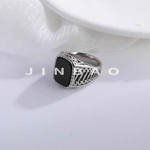 Vintage Special Pattern Gemstone Stainless Steel Ring for Men | K00920