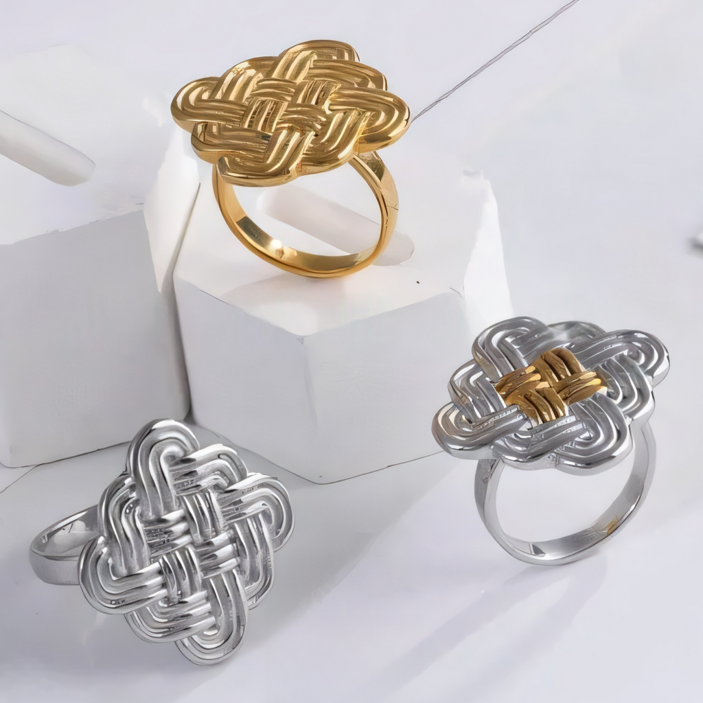 Vintage Stainless Steel Braided Women's Ring | G003598