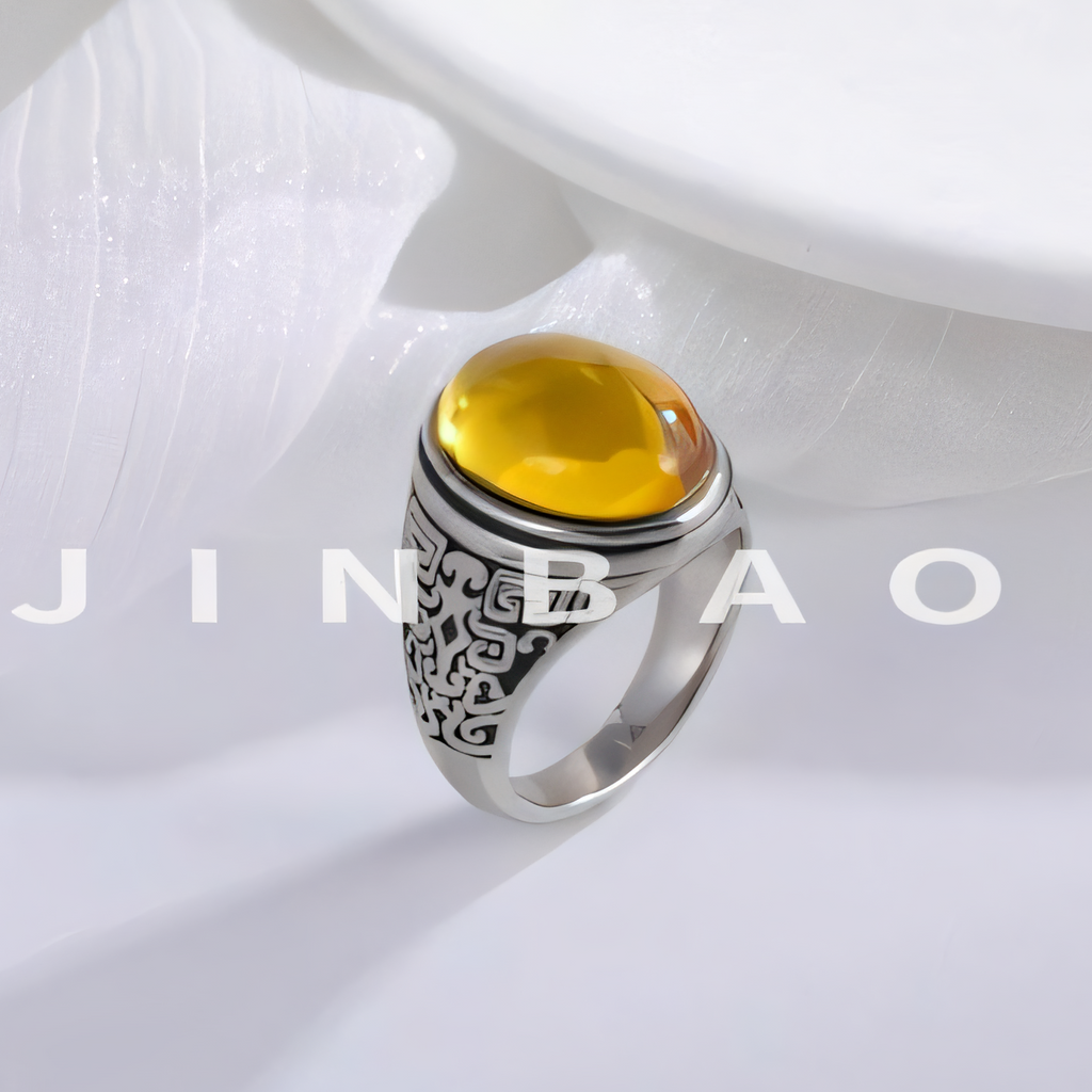 Vintage Stainless Steel Men's Ring with Tiger's Eye | BL1127