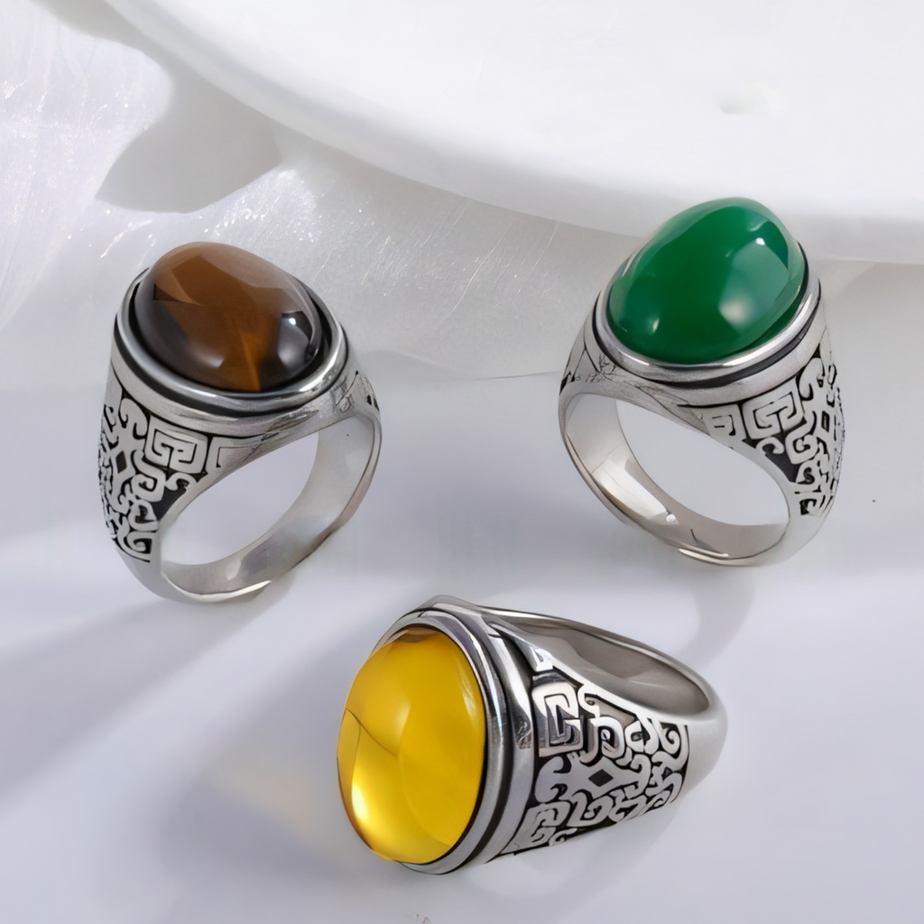 Vintage Stainless Steel Men's Ring with Tiger's Eye | BL1127
