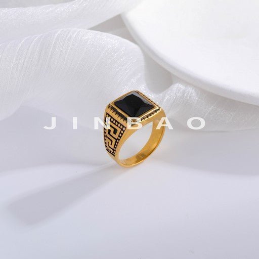 Vintage Stainless Steel Ring with Colored Gemstones Classic Fashion for Men | BL120