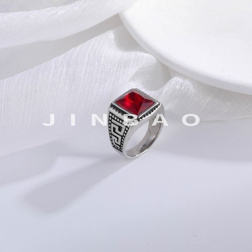 Vintage Stainless Steel Ring with Colored Gemstones Classic Fashion for Men | BL120