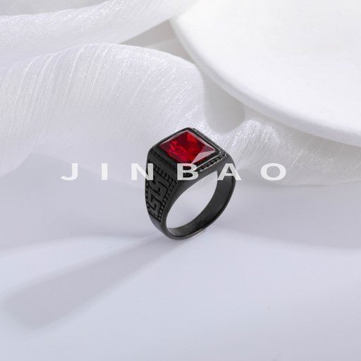 Vintage Stainless Steel Ring with Colored Gemstones Classic Fashion for Men | BL120