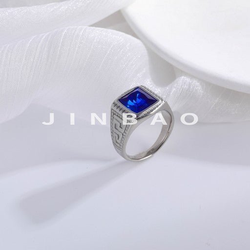 Vintage Stainless Steel Ring with Colored Gemstones Classic Fashion for Men | BL120