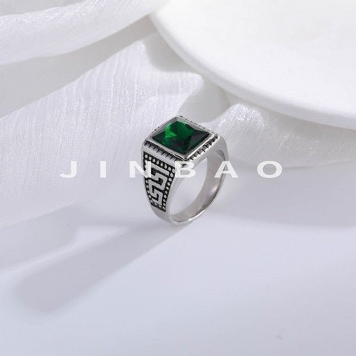 Vintage Stainless Steel Ring with Colored Gemstones Classic Fashion for Men | BL120