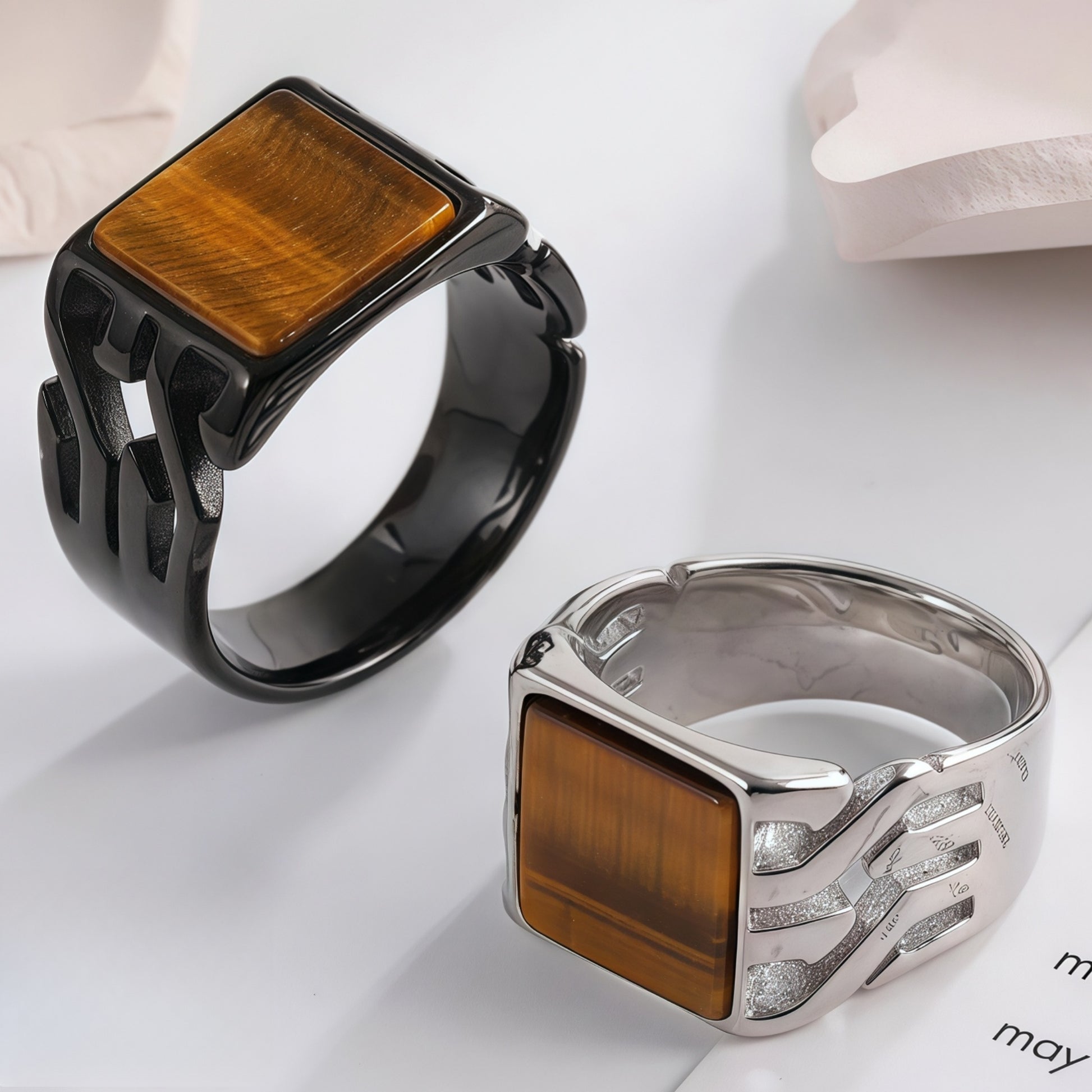 Vintage Stainless Steel Ring with Sparkling Gemstone, Timeless Elegance | B159