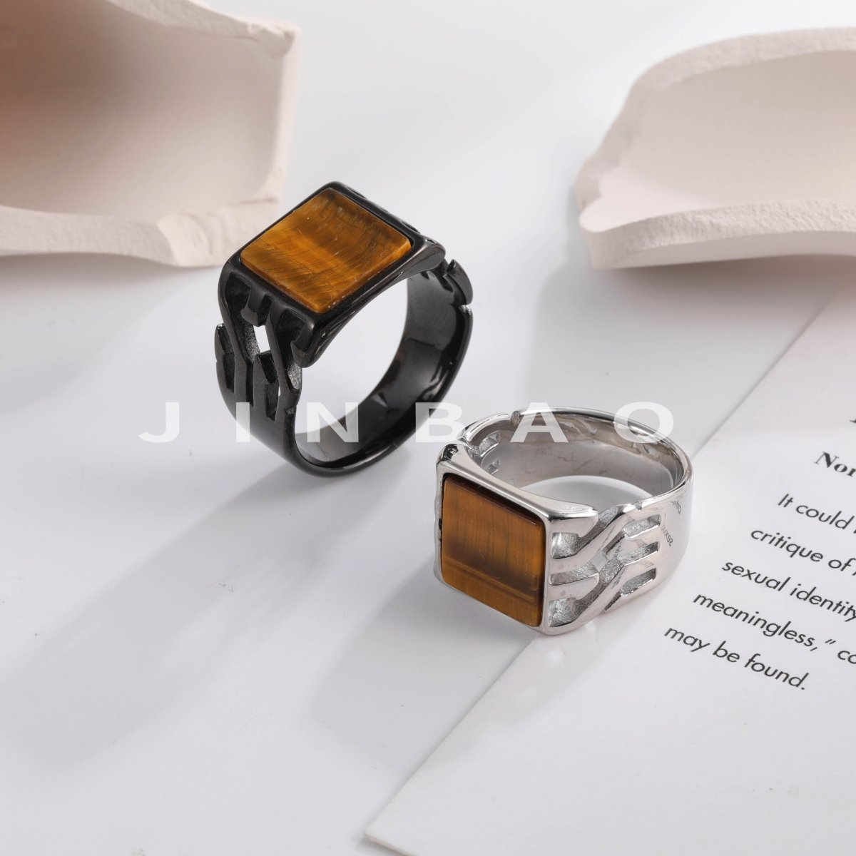 Vintage Stainless Steel Ring with Sparkling Gemstone, Timeless Elegance | B159