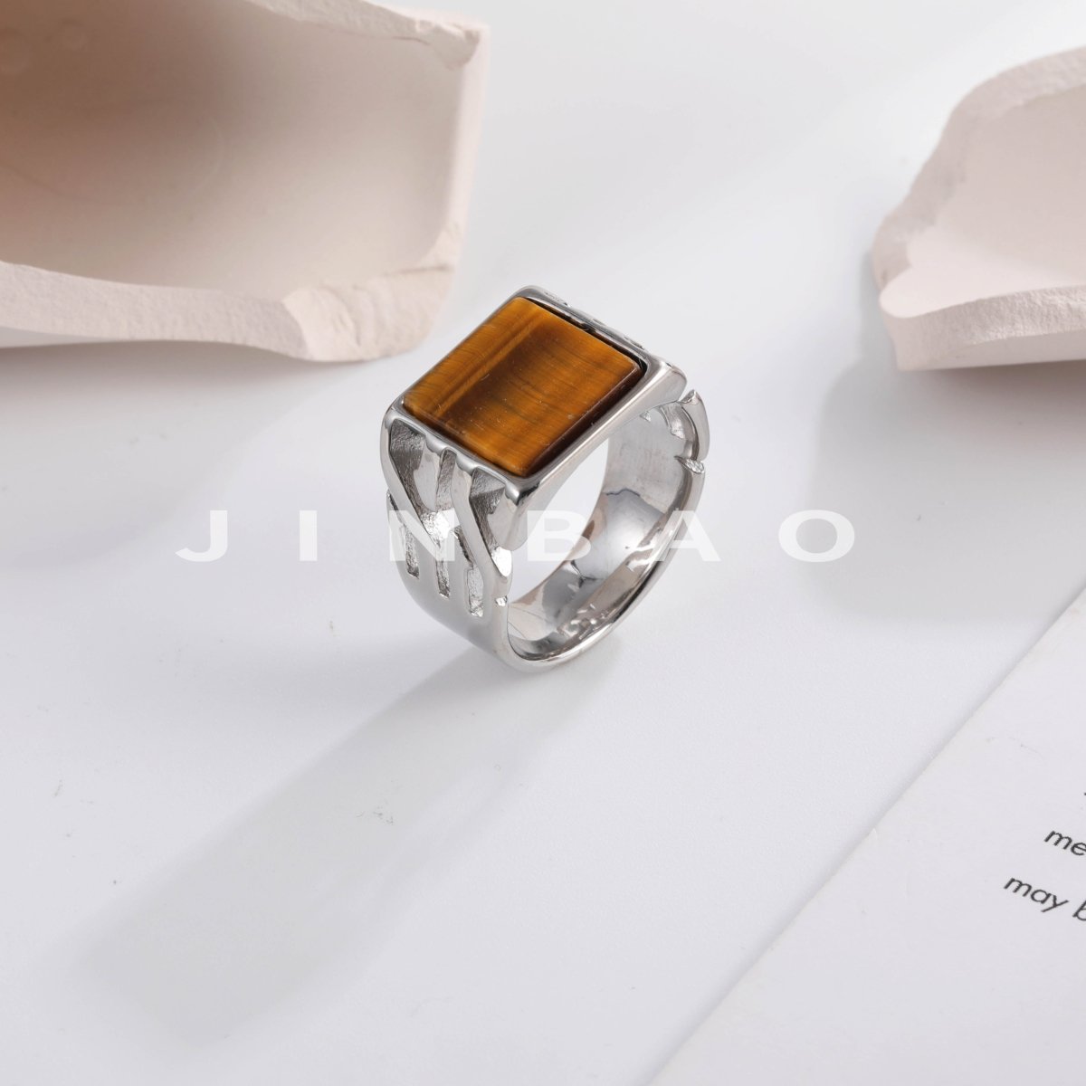 Vintage Stainless Steel Ring with Sparkling Gemstone, Timeless Elegance | B159