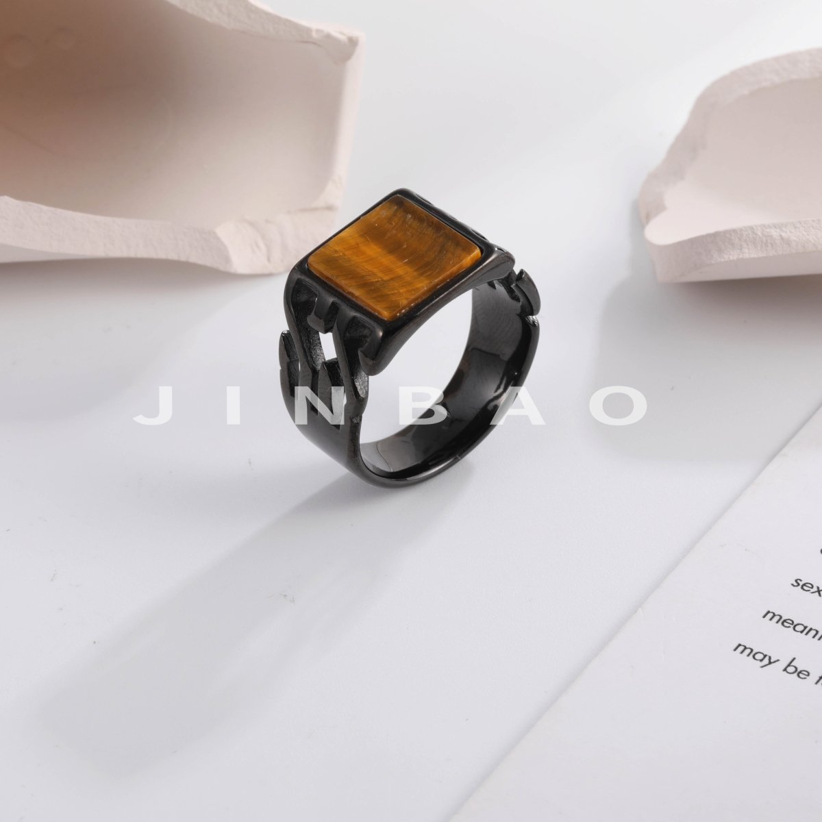 Vintage Stainless Steel Ring with Sparkling Gemstone, Timeless Elegance | B159