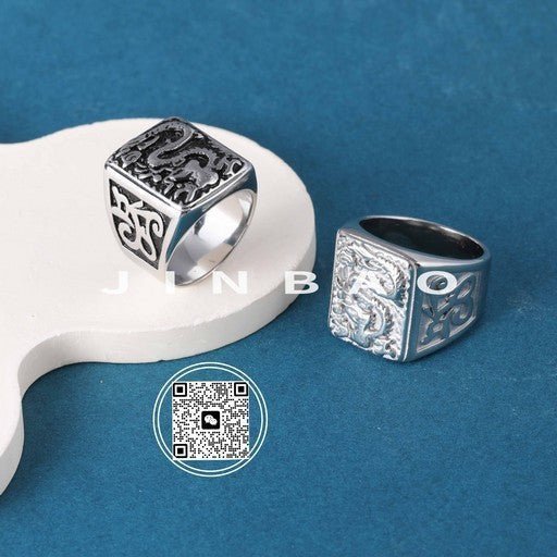 Vintage Totem Design Square Trendy Stainless Steel Men's Ring | DZ1321
