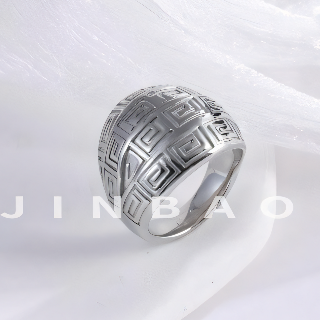 Vintage design two-tone gold and silver stainless steel women's ring | C-3DZ-D