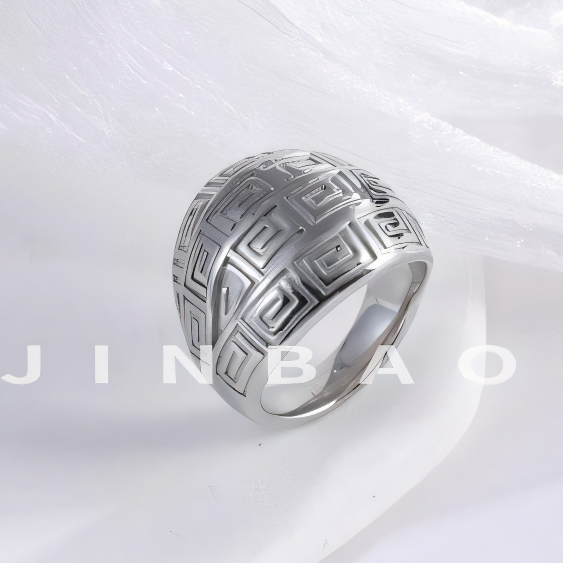 Vintage design two-tone gold and silver stainless steel women's ring | C-3DZ-D