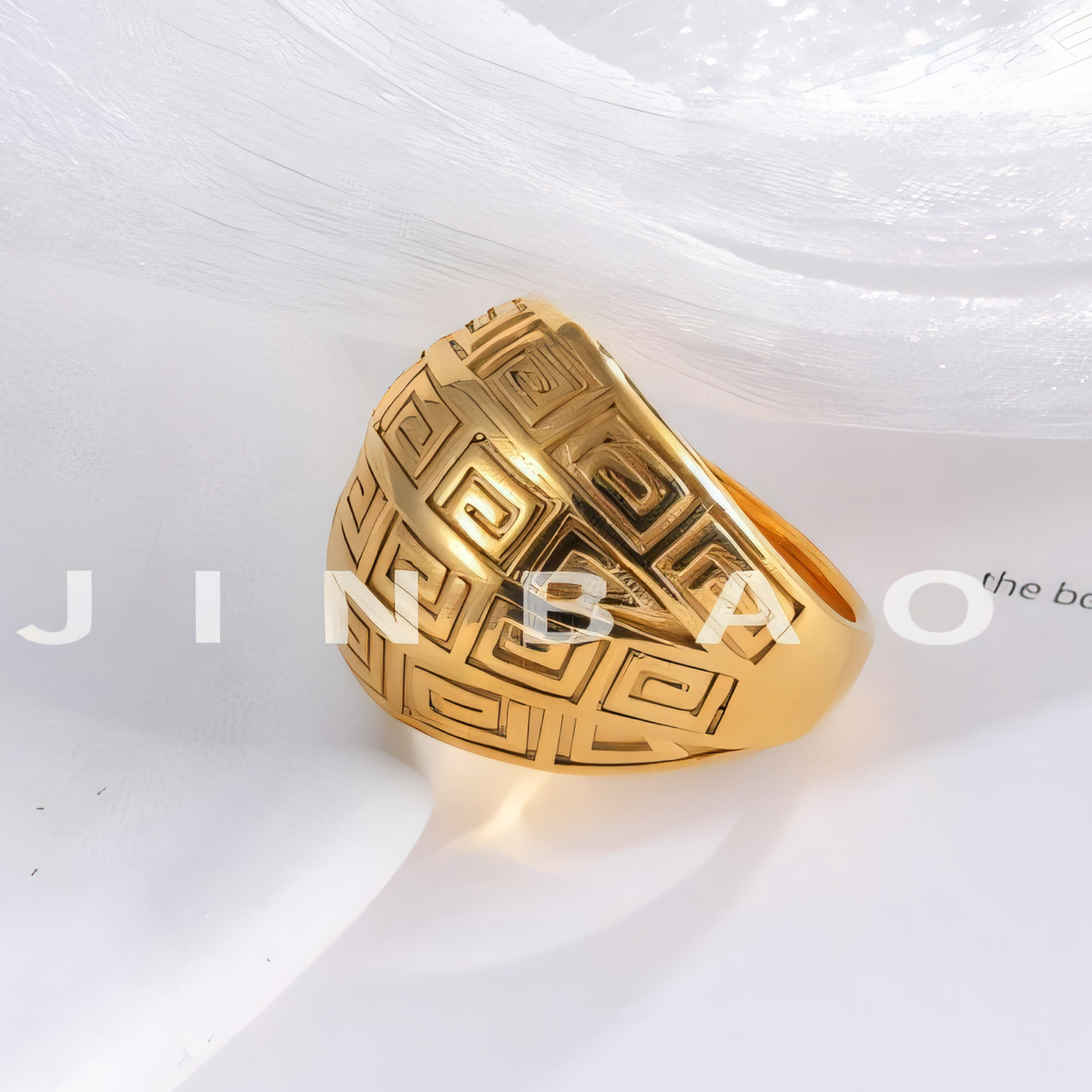 Vintage design two-tone gold and silver stainless steel women's ring | C-3DZ-D