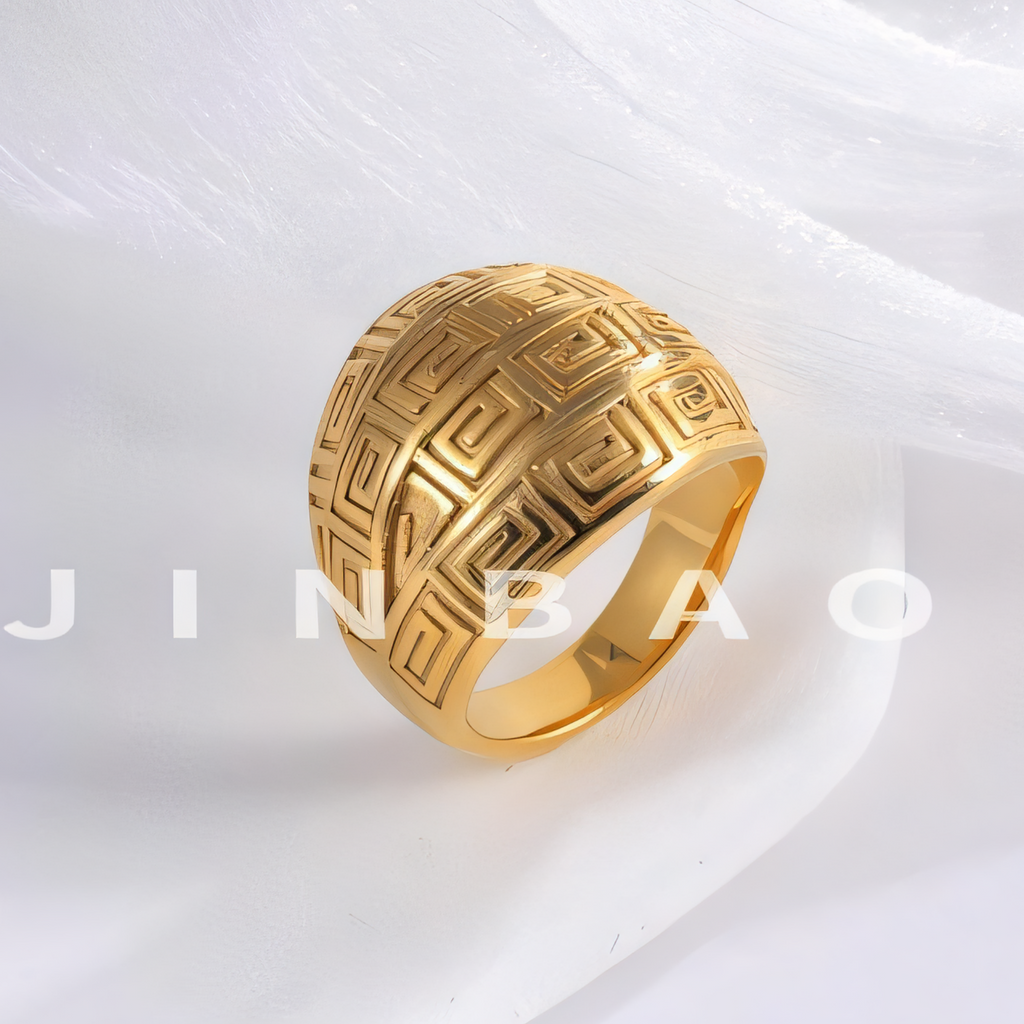 Vintage design two-tone gold and silver stainless steel women's ring | C-3DZ-D