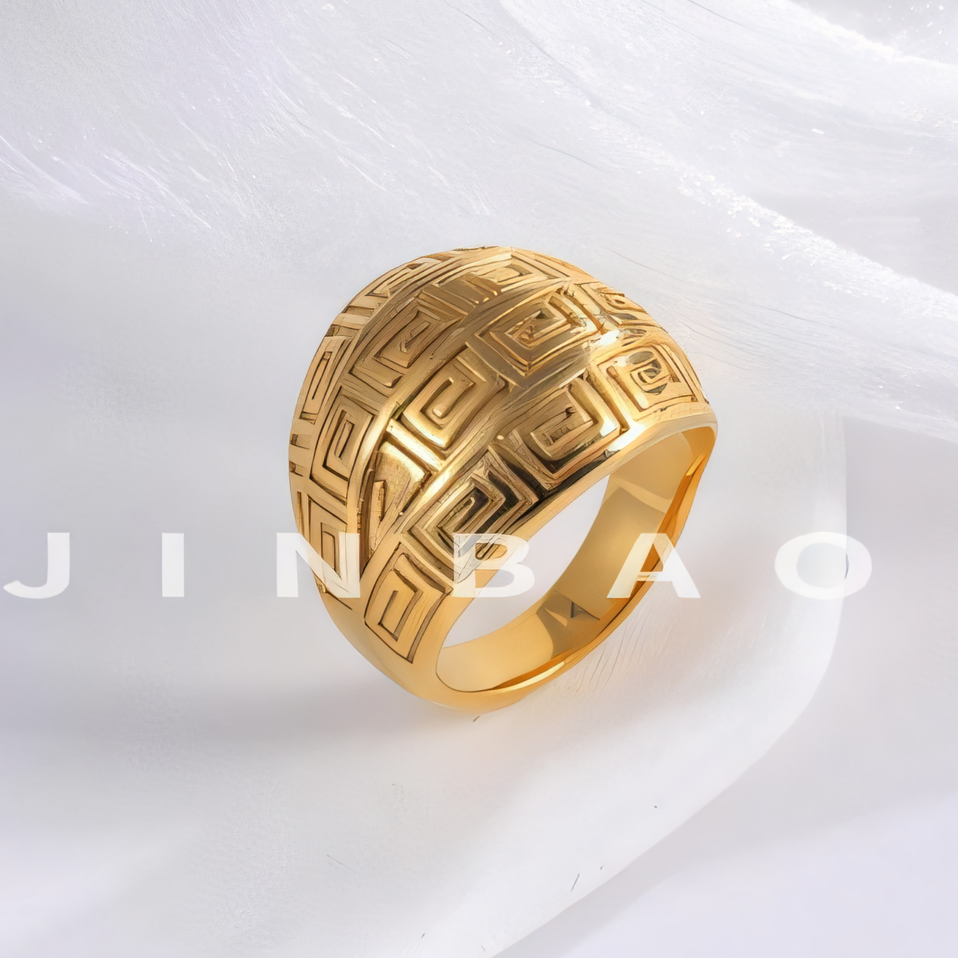 Vintage design two-tone gold and silver stainless steel women's ring | C-3DZ-D
