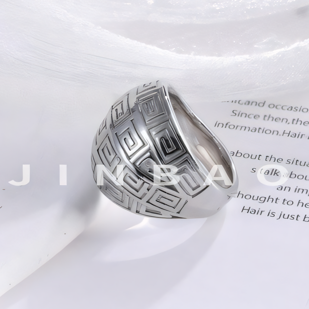 Vintage design two-tone gold and silver stainless steel women's ring | C-3DZ-D